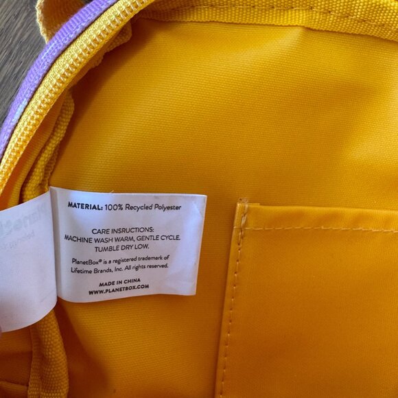 PLANETBOX Lunch Tote Bag Kids Backpack Purple & Yellow Pansy Dashes Planet Box - Picture 10 of 12
